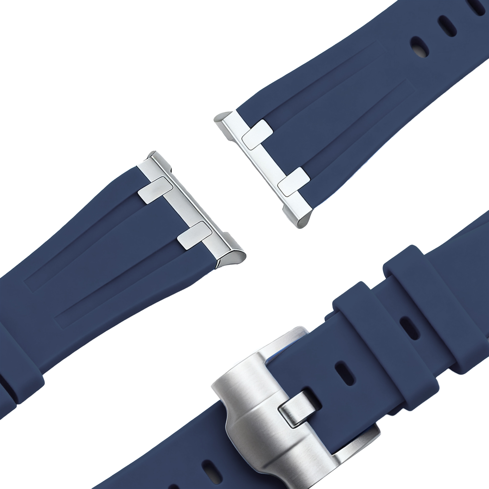 Bandz Samsung Galaxy Watch 8 - 44mm Silikonarmband 'Luxe Liquid' (Dunkel Blau)