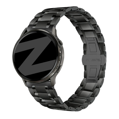 Bandz Garmin Forerunner 70 Stahl Gliederarmband 'Deluxe' (Schwarz)