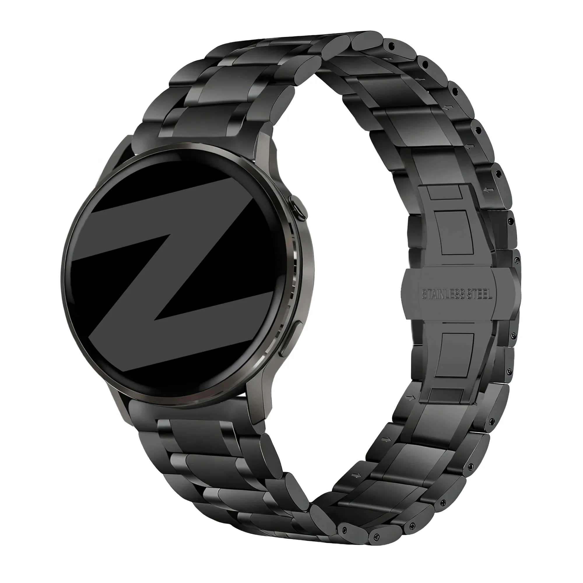 Bandz Garmin Forerunner 70 Stahl Gliederarmband 'Deluxe' (Schwarz)