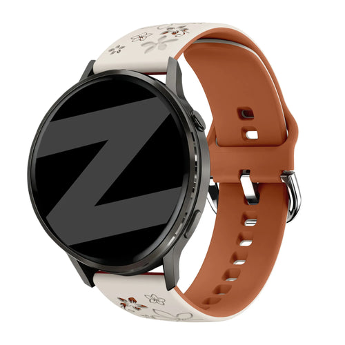 Bandz Correa silicona 'Flores' Garmin Forerunner 265s (blanco estrella/marrón)