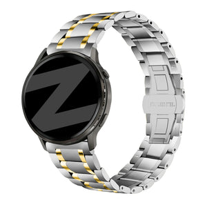 Bandz Garmin Forerunner 265s Stahl Gliederarmband 'Deluxe' (Silber/Gold)
