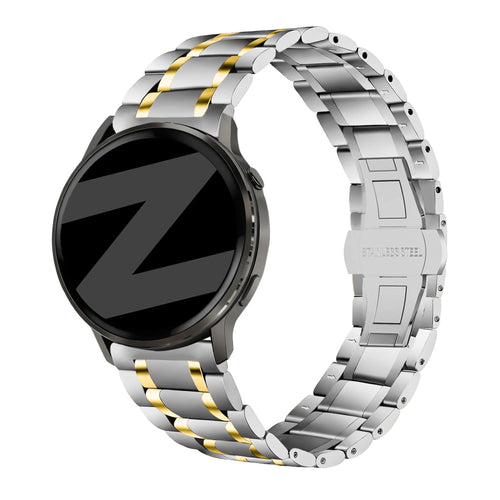 Bandz Garmin Forerunner 265s Stahl Gliederarmband 'Deluxe' (Silber/Gold)