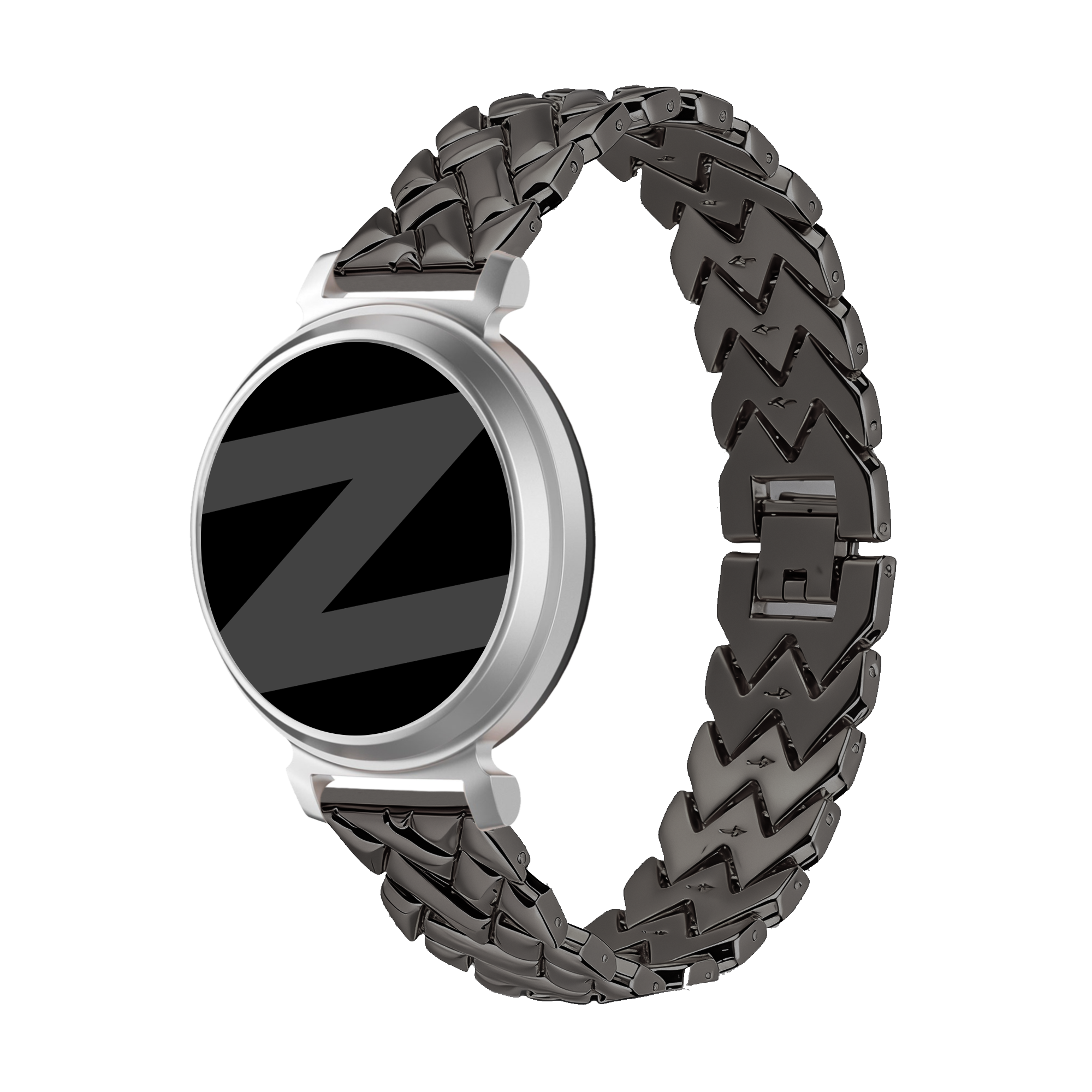 Bandz Pebble Round 2 - 14mm metalen band 'V-type' (zwart)