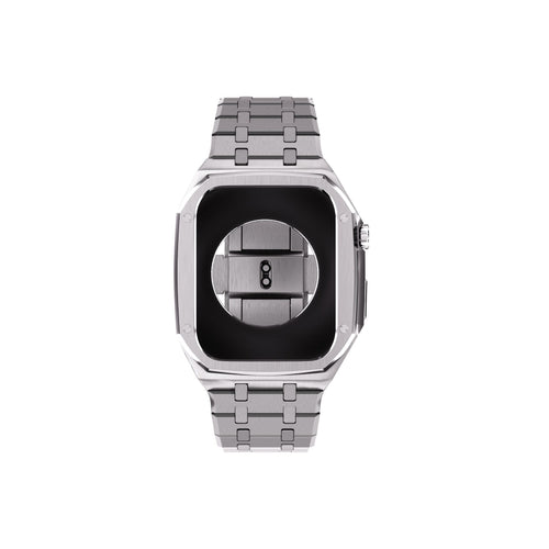 Reqior Apple Watch 45mm Hülle mit integriertem Stahlarmband (Silber)