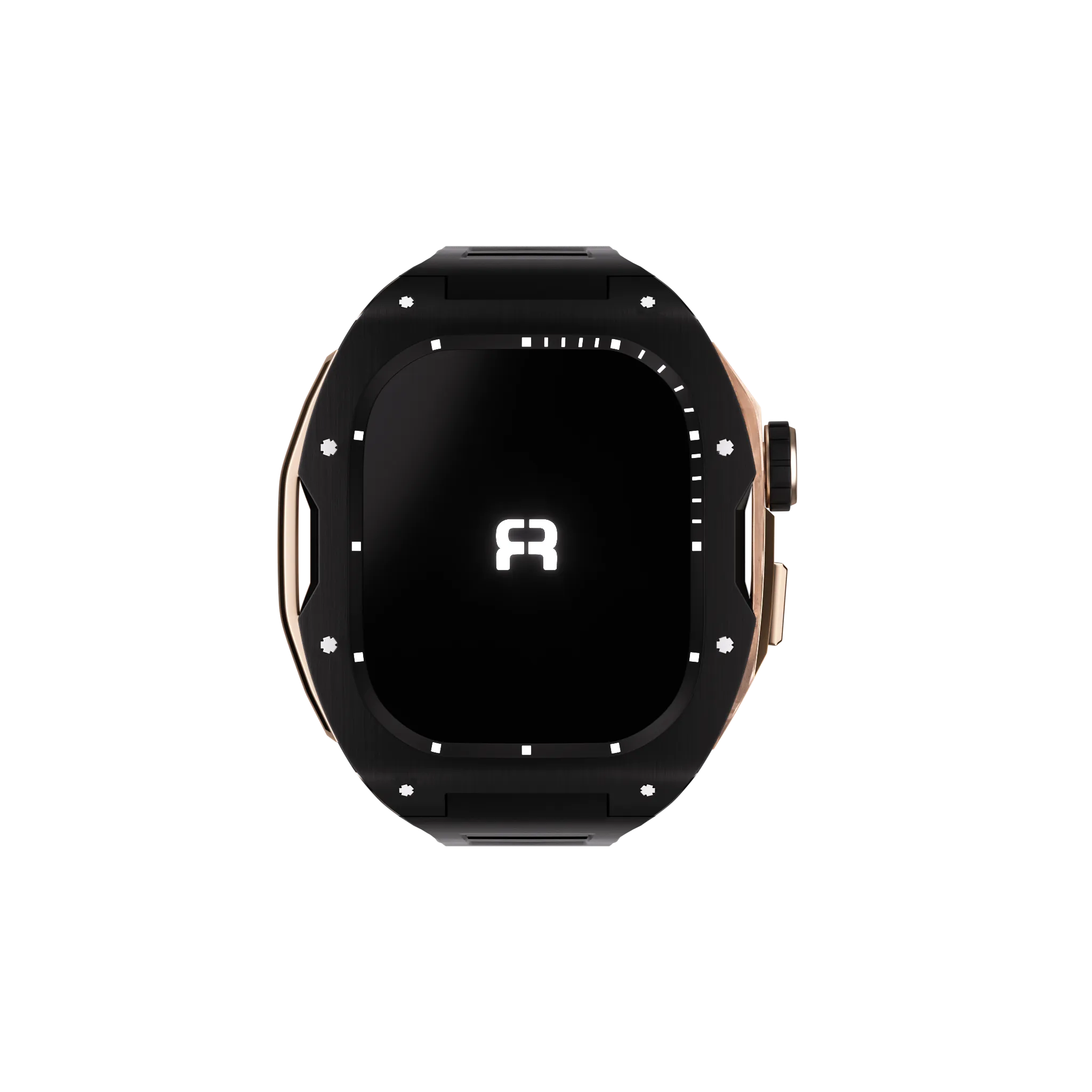 Reqior Apple Watch 45mm case met rubberen band (zwart/roségoud)