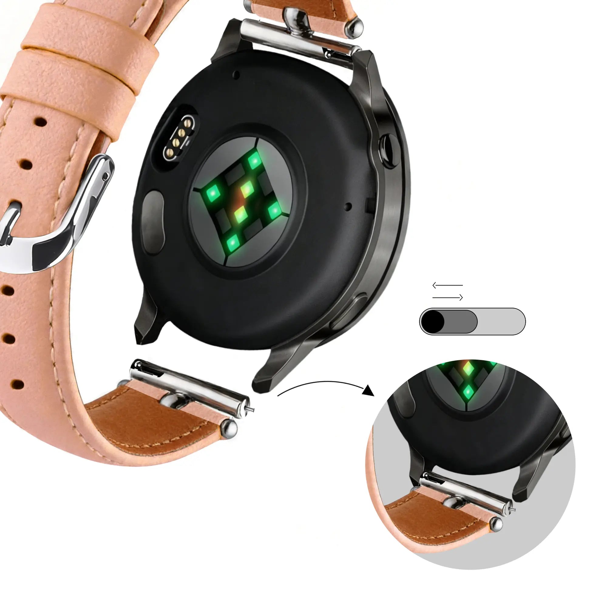 Bandz Bracelet cuir 'Bullet' Gard Pro Health Smartwatch 3 - 41mm (rose)