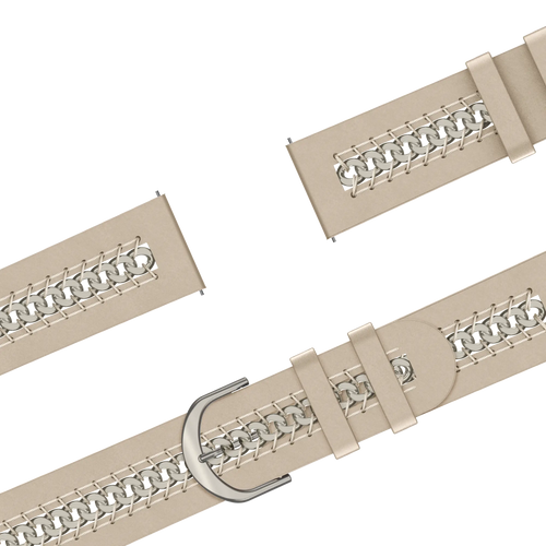 Bandz Garmin Forerunner 70 Leather Strap 'Chains' (Beige)