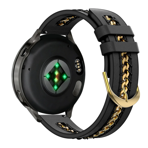 Bandz Garmin Forerunner 70 Lederarmband 'Chains' (Schwarz)