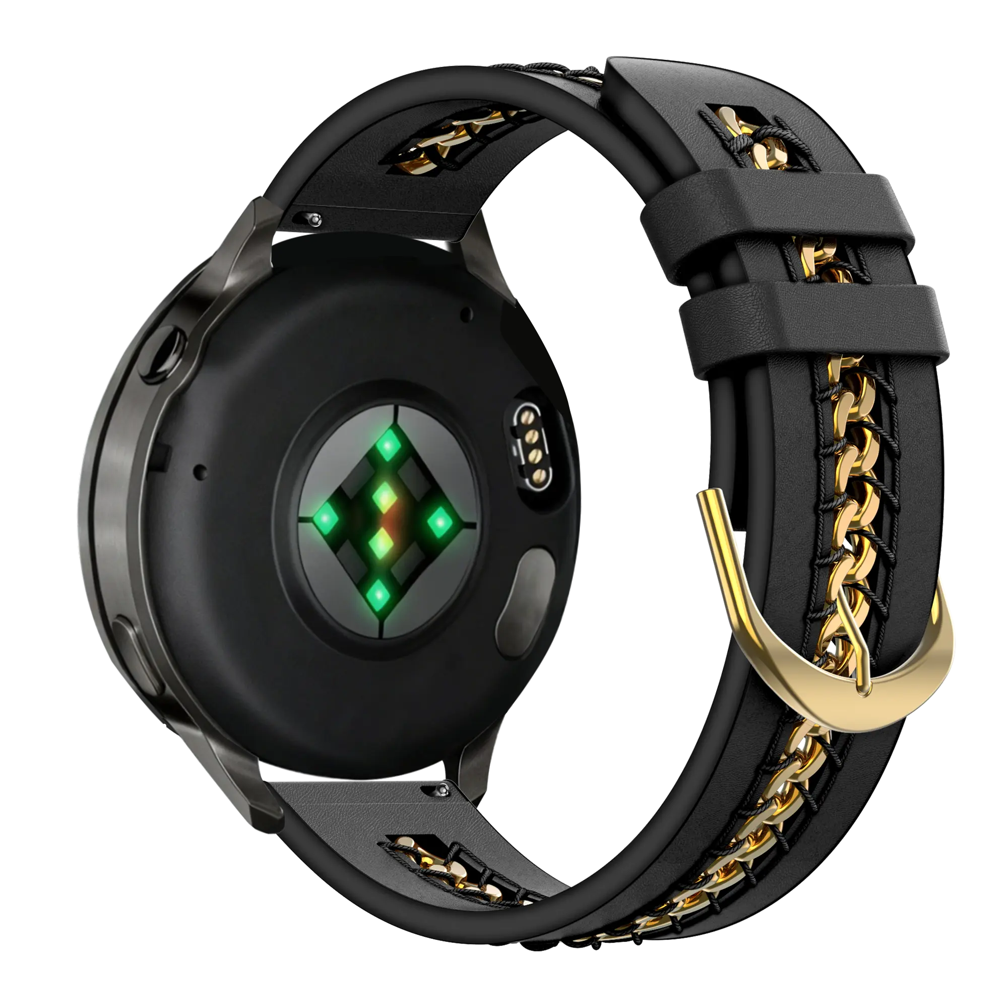 Bandz Garmin Forerunner 70 Lederarmband 'Chains' (Schwarz)