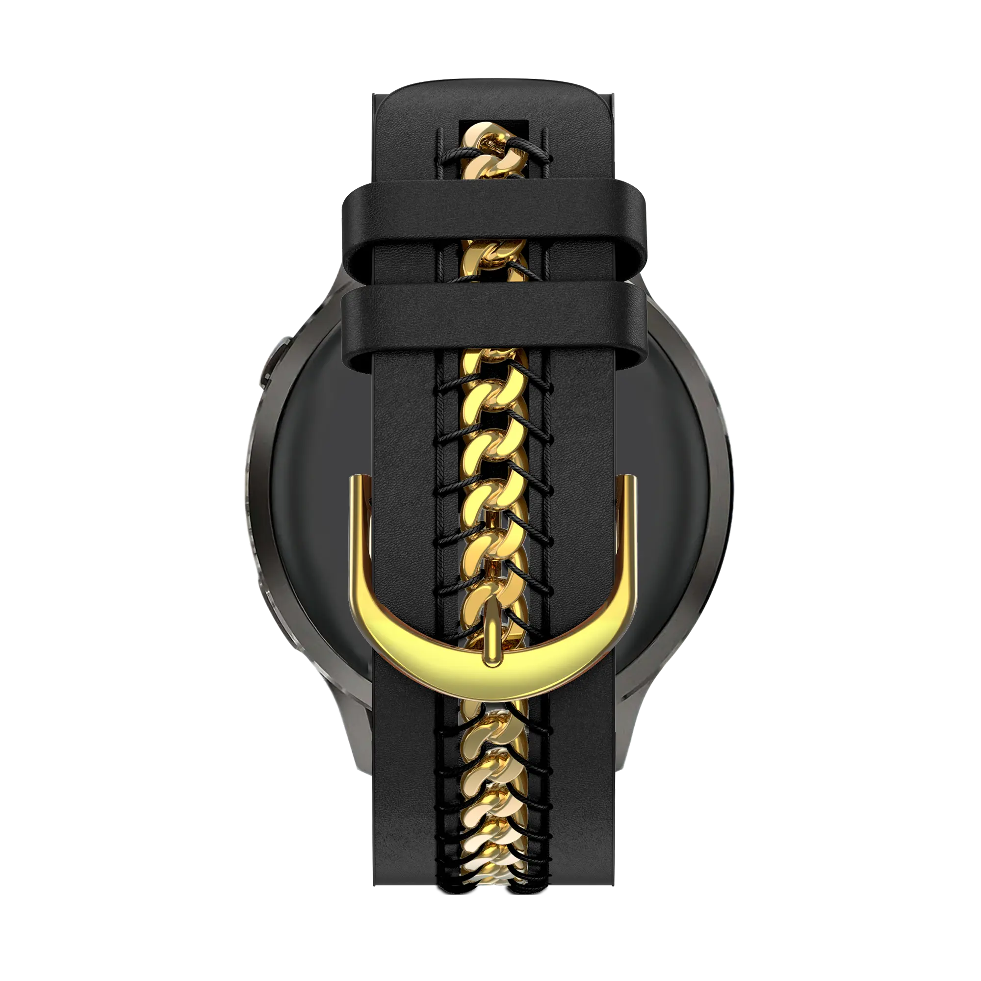Bandz Garmin Forerunner 70 Lederarmband 'Chains' (Schwarz)