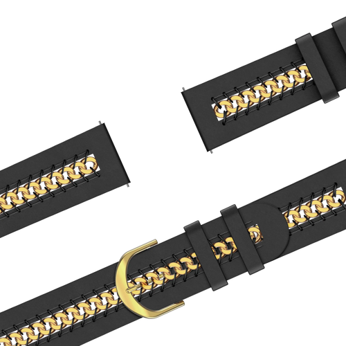 Bandz Garmin Forerunner 70 Lederarmband 'Chains' (Schwarz)