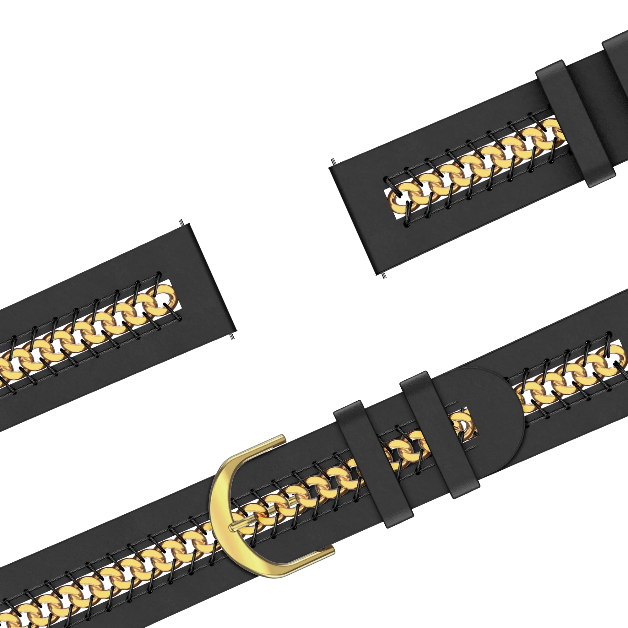 Bandz Garmin Forerunner 70 Lederarmband 'Chains' (Schwarz)