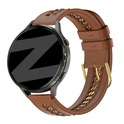 universal 20mm leather band chains brown