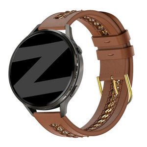 garmin 20mm leather band chains brown