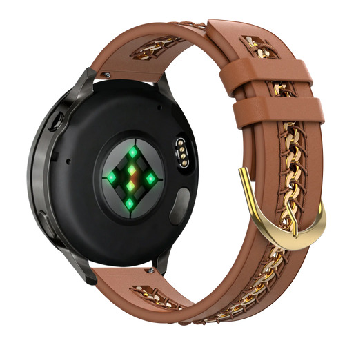 Bandz Garmin Forerunner 70 Lederarmband 'Chains' (Braun)