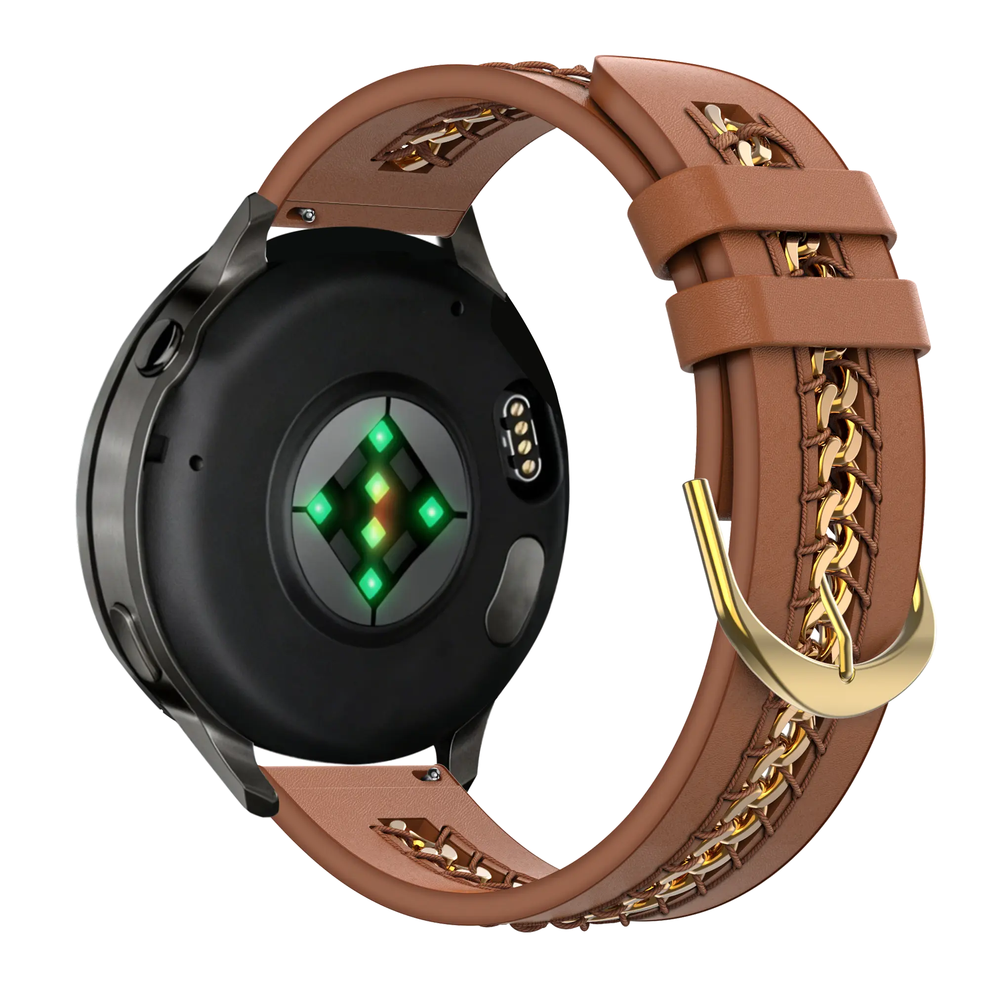 Bandz Garmin Forerunner 70 Lederarmband 'Chains' (Braun)