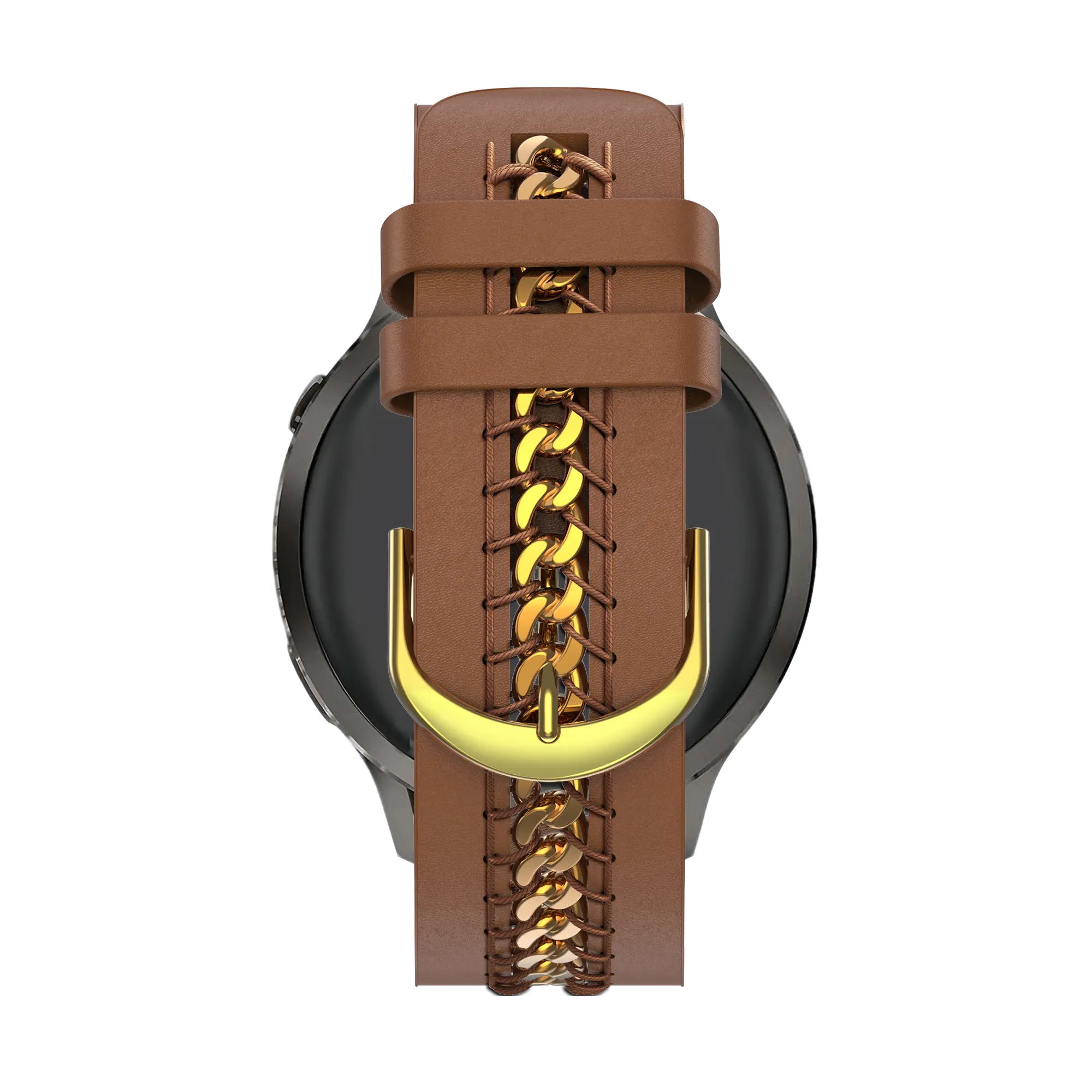 Bandz Garmin Forerunner 70 Lederarmband 'Chains' (Braun)