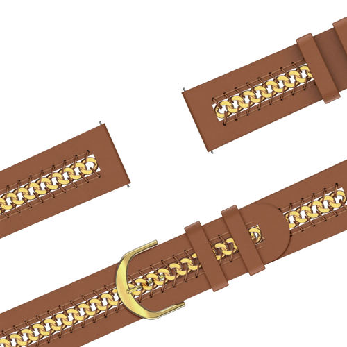 Bandz Garmin Forerunner 70 Lederarmband 'Chains' (Braun)