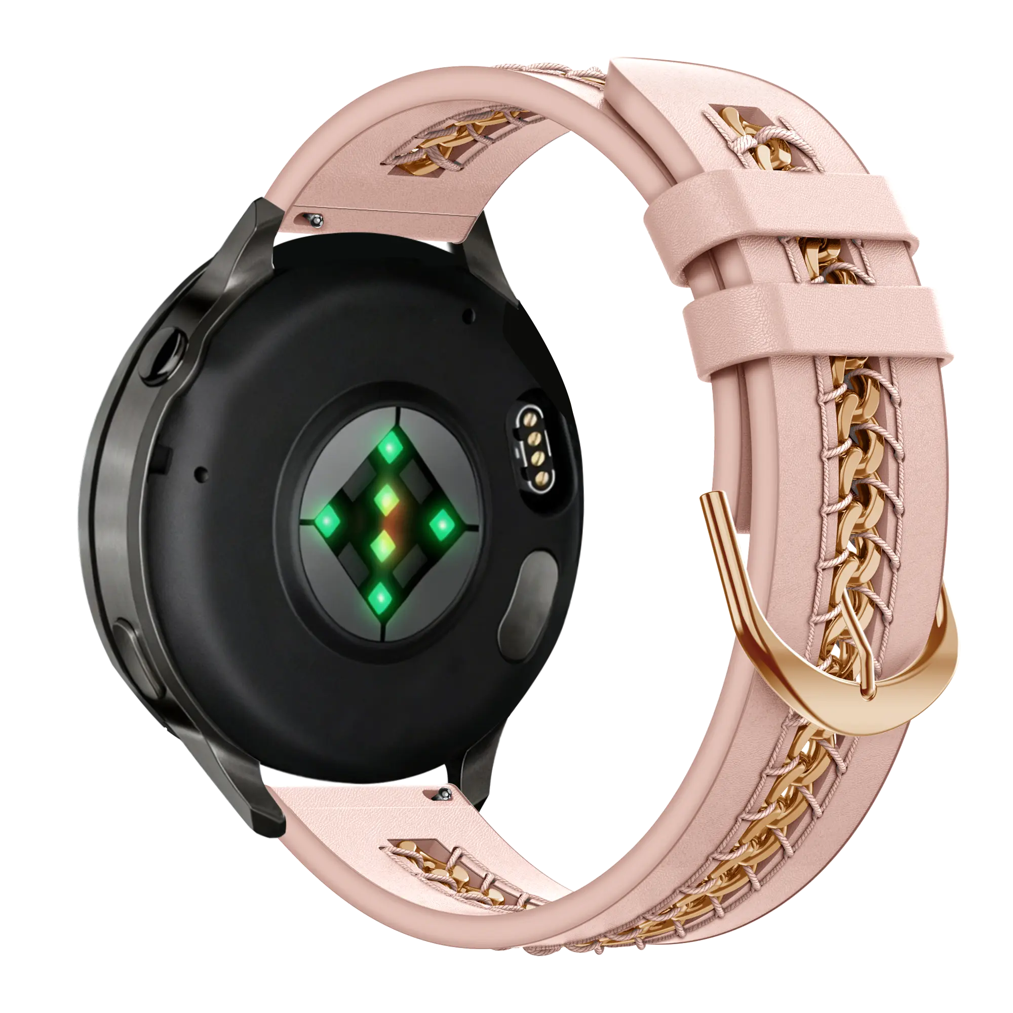 Bandz Garmin Forerunner 70 Lederarmband 'Chains' (Rosa)