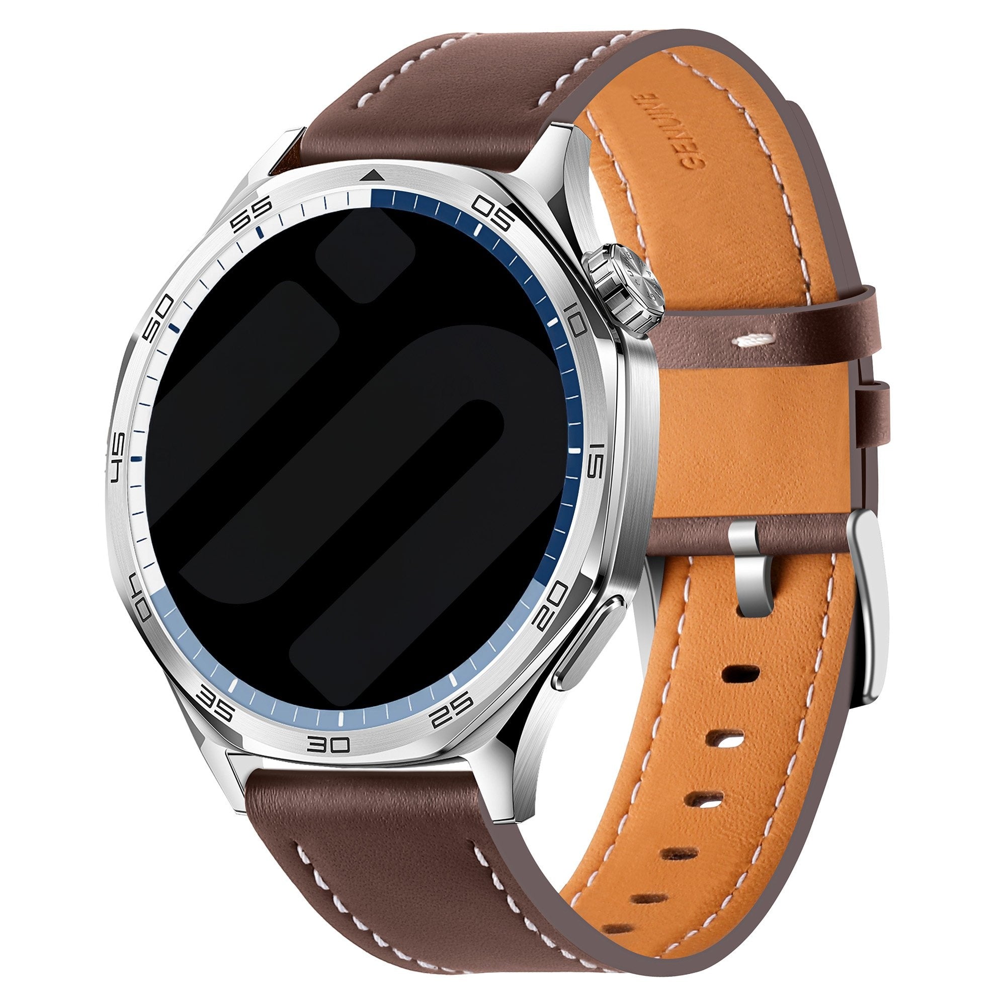 Huawei Watch GT 2 46mm 'One Push' Leather Strap (Dark Brown)