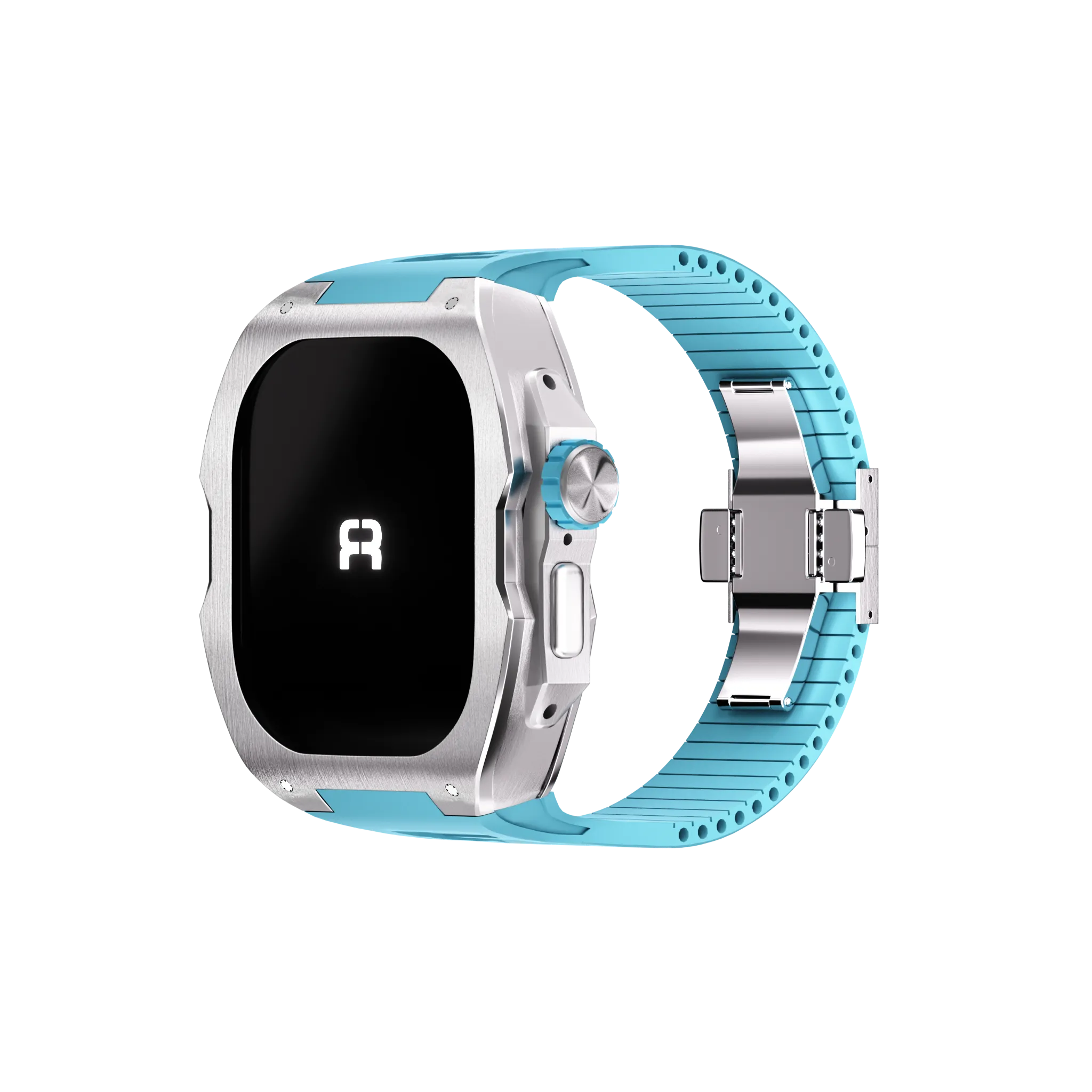 Reqior Apple Watch Ultra case met rubberen band (blauw)