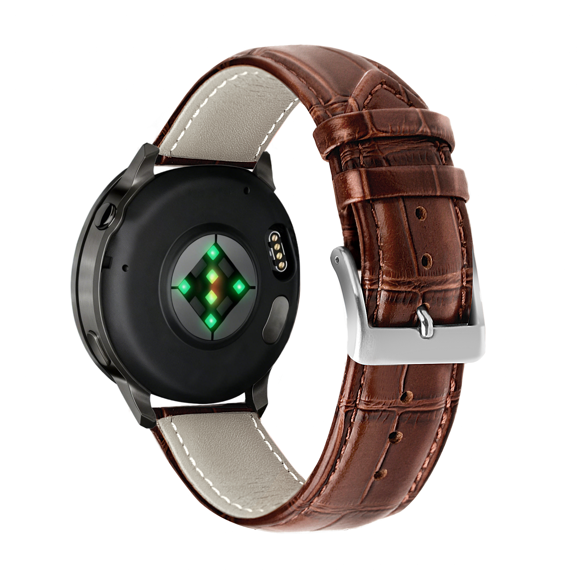 Bandz Garmin Forerunner 255 Leather Strap Crocodile Grain (Brown)