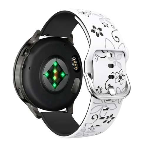 Bandz Garmin Venu Silicone Strap 'Flowers' (White/Black)