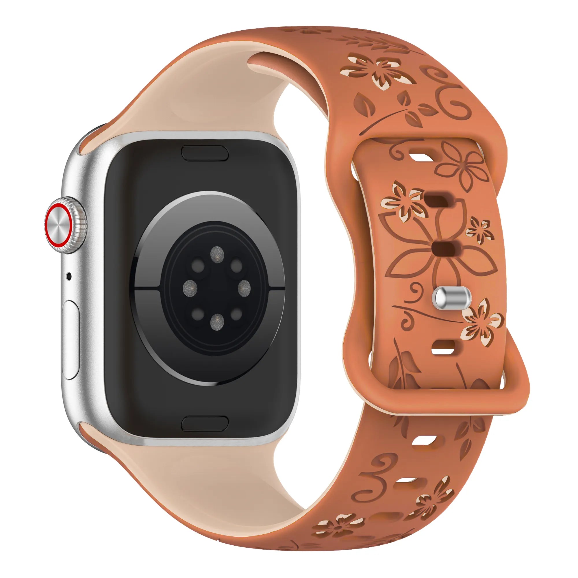 Apple Watch Flower siliconen band (beige/bruin)