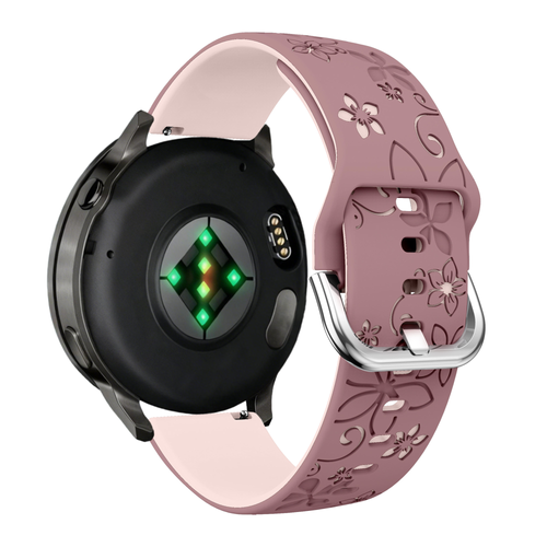 Bandz Bracelet silicone 'Fleurs' Garmin Venu 2 Plus (violet fumé/rose clair)