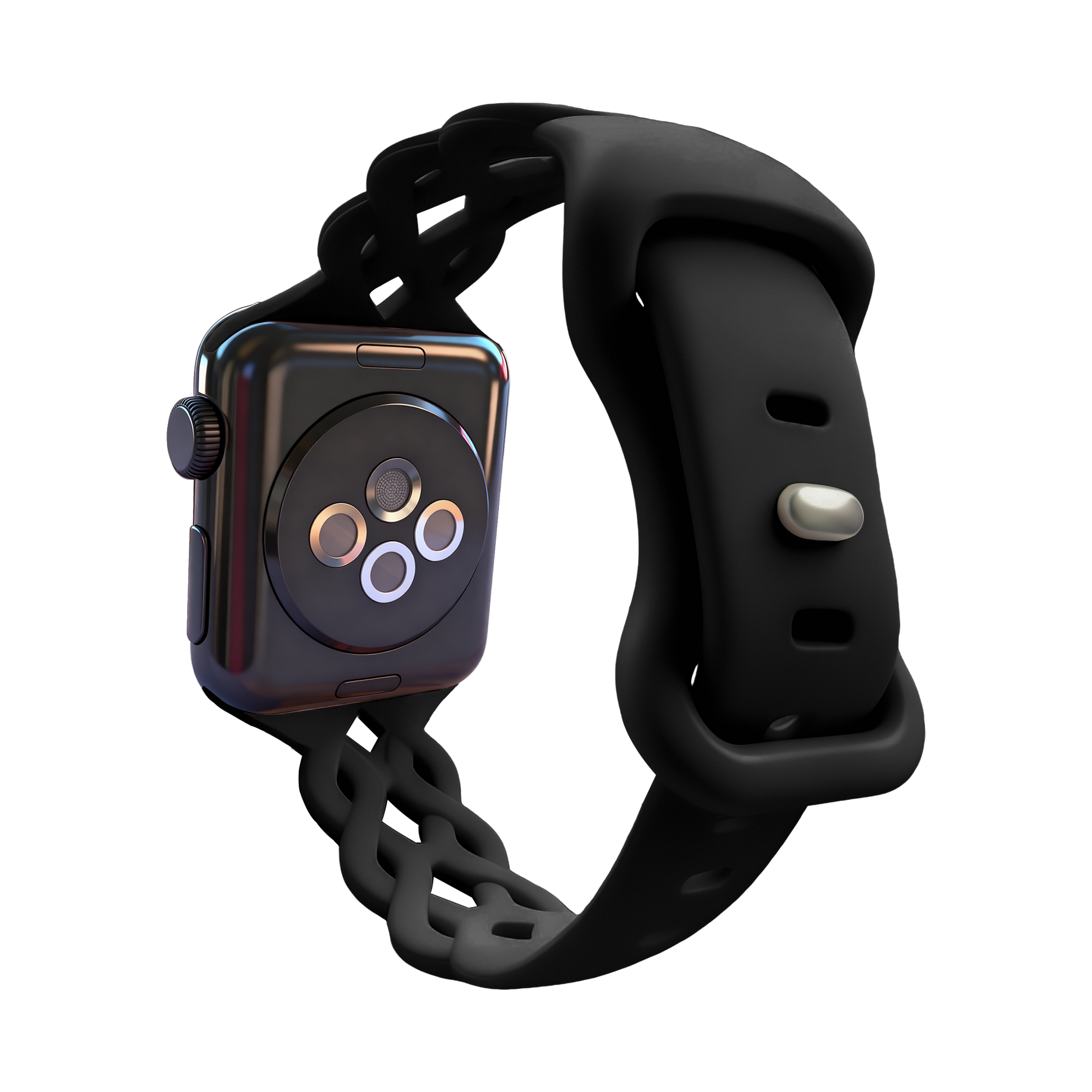 Bandz Apple Watch Silicone Strap 'Braided' (Black)
