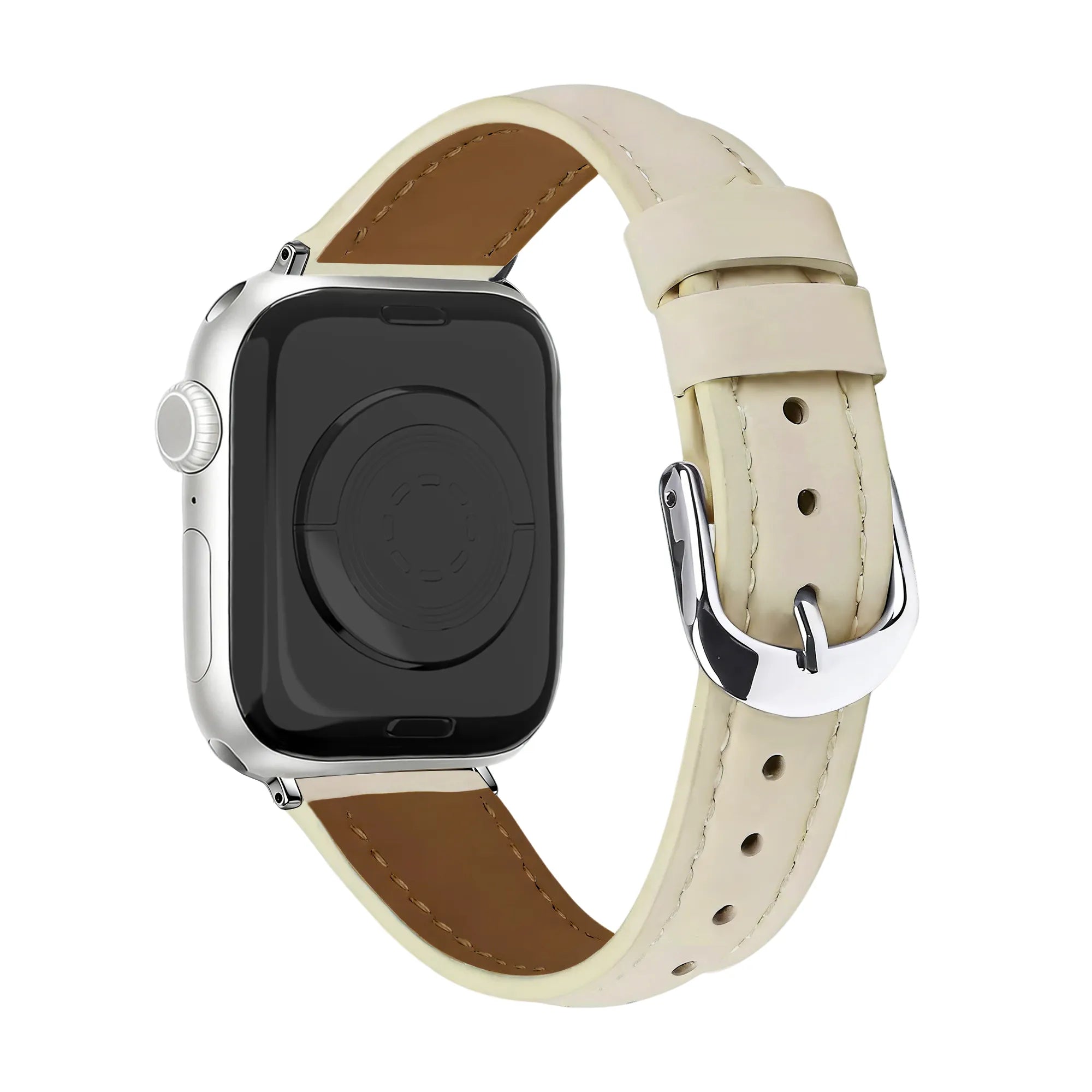 Apple Watch slimfit leren band (lichtbeige)
