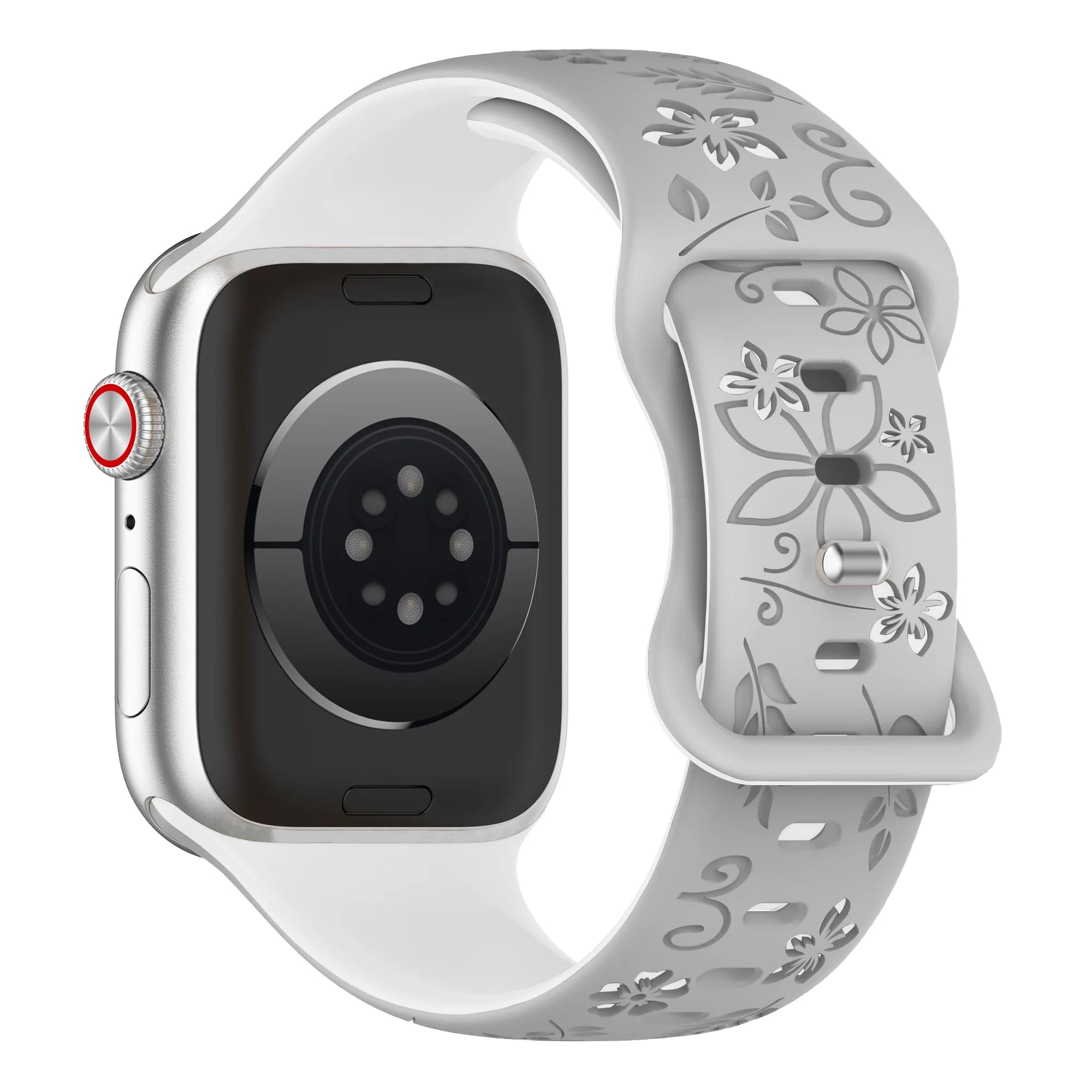 Apple Watch Flower siliconen band (grijs/wit)
