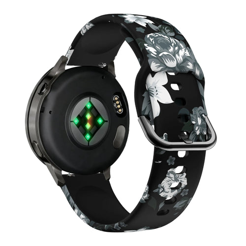 Bandz Garmin Forerunner 265s Silicone Strap 'Grey Flower'