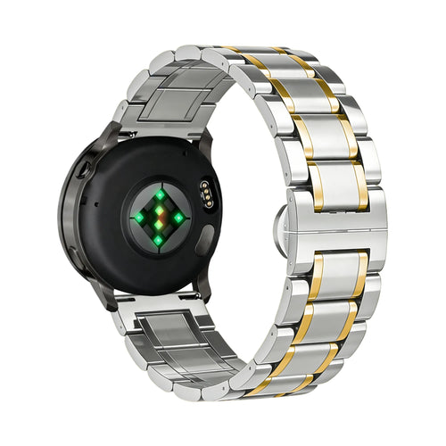 Bandz Garmin Forerunner 265s Stahl Gliederarmband 'Deluxe' (Silber/Gold)