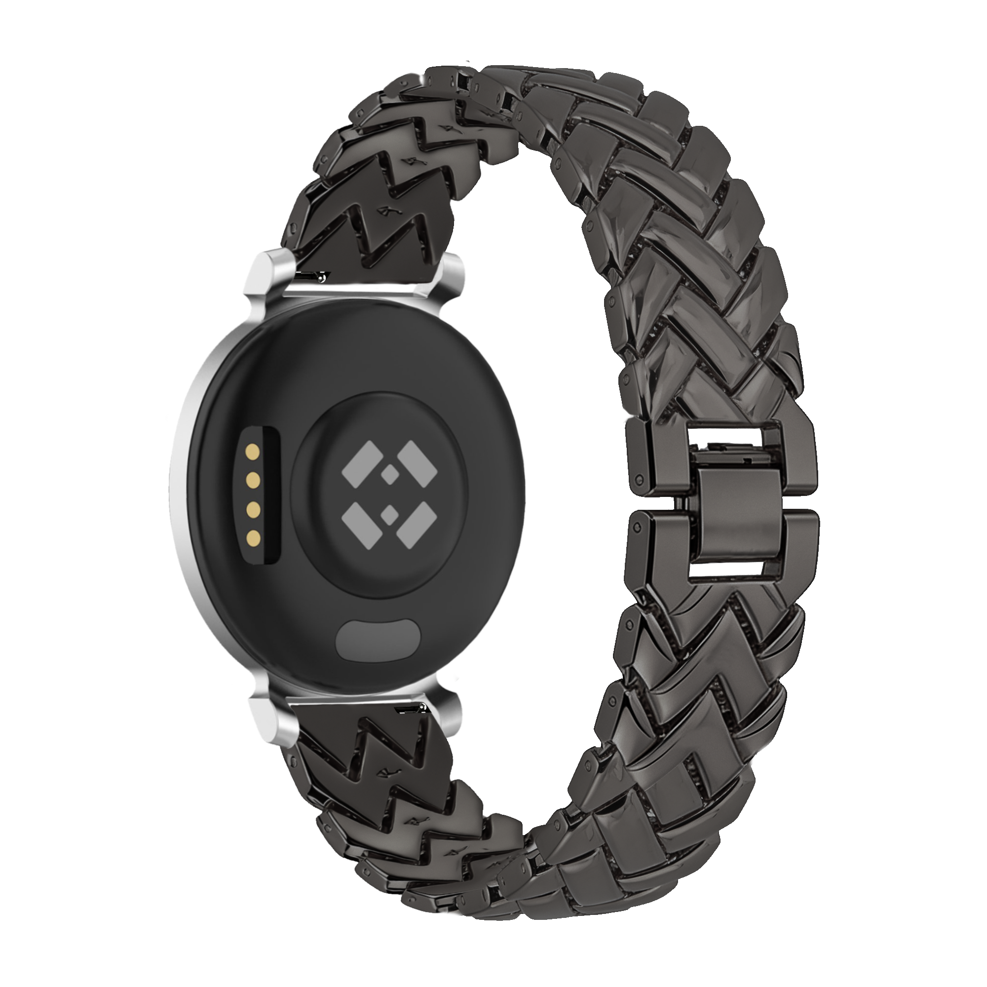 Bandz Pebble Round 2 - 14mm metalen band 'V-type' (zwart)