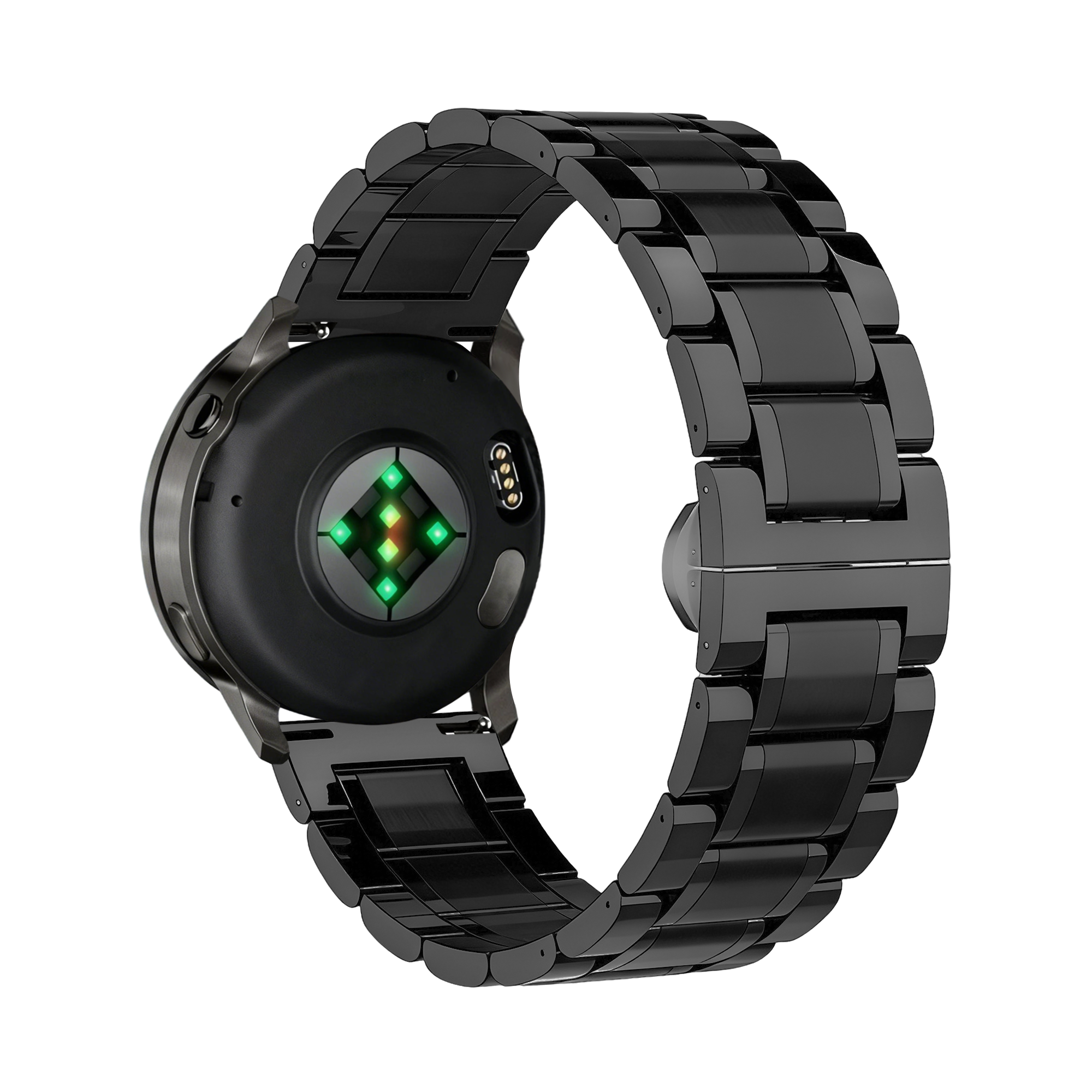 Bandz Garmin Forerunner 265s Steel Link Strap 'Deluxe' (Black)