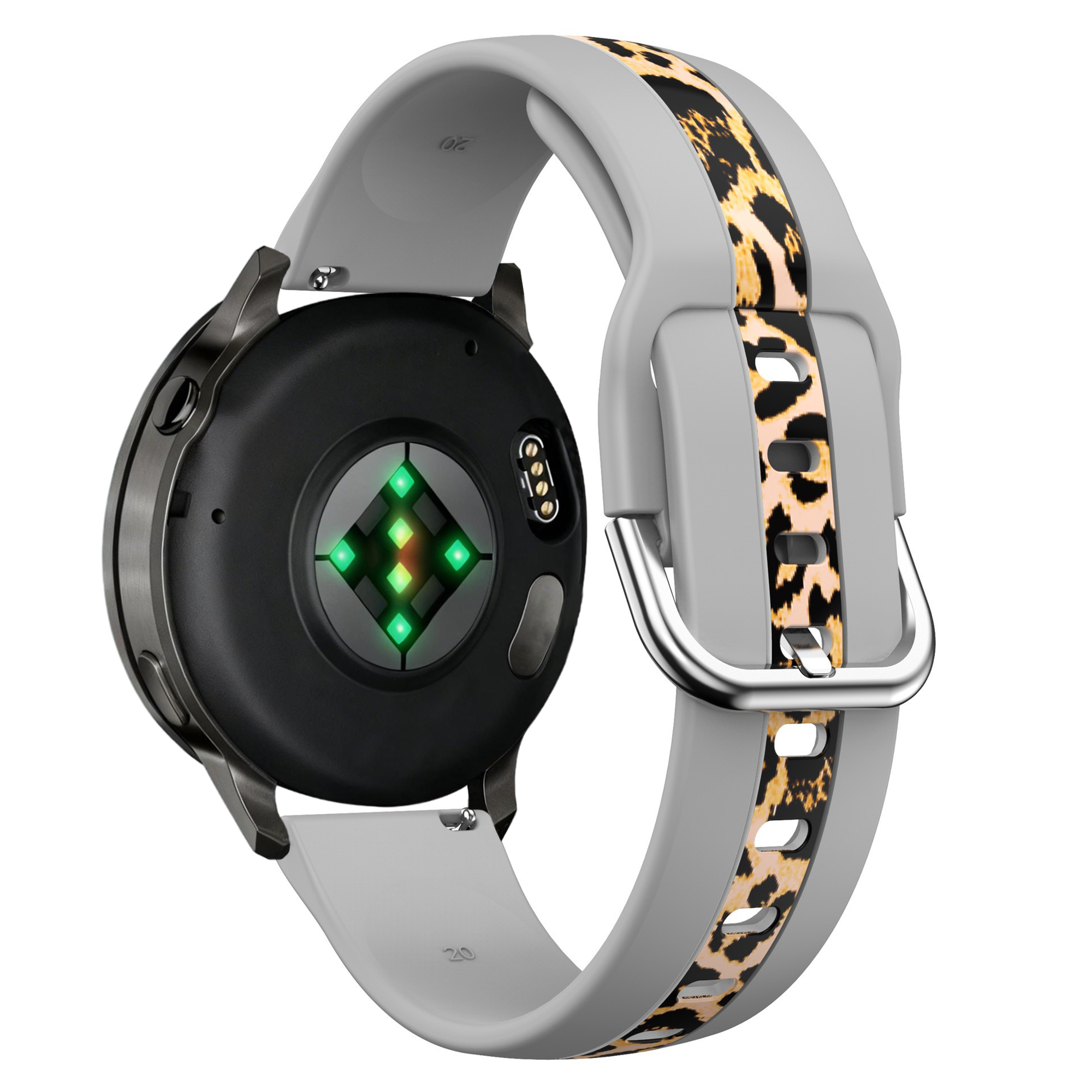 Bandz Oozoo Smartwatch 20mm Dual Leopard Strap (Light Grey)