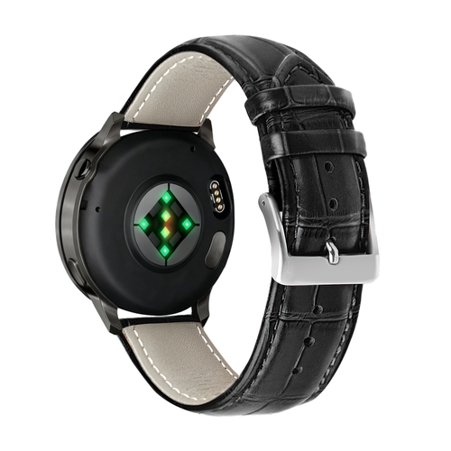 Bandz Garmin Venu 2 Leather Strap Crocodile Grain (Black)