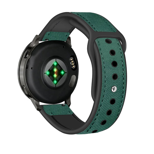Bandz Garmin Forerunner 255 Leather Strap 'Hybrid' (Green)