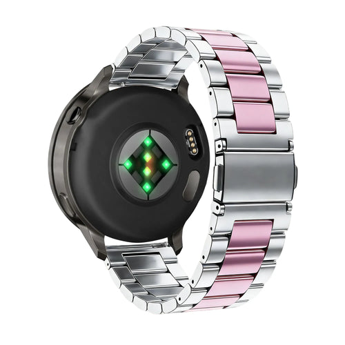 Bandz Garmin Forerunner 265s Steel Strap 'Classic' (Silver/Pink)