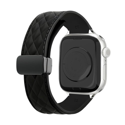 Apple Watch Diamond Silikonarmband mit D-Schnalle (Schwarz)
