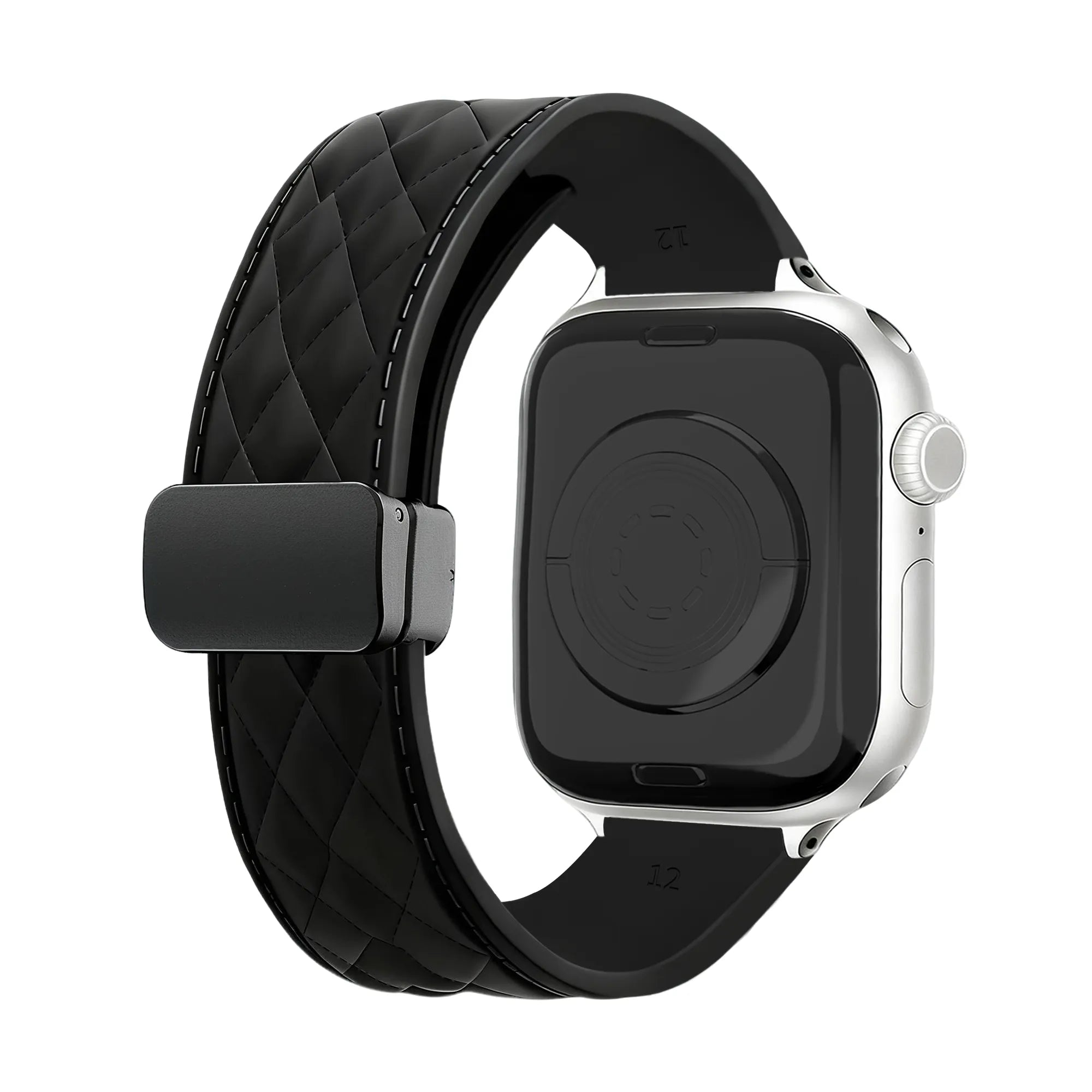 Apple Watch D-buckle siliconen diamond bandje (zwart)