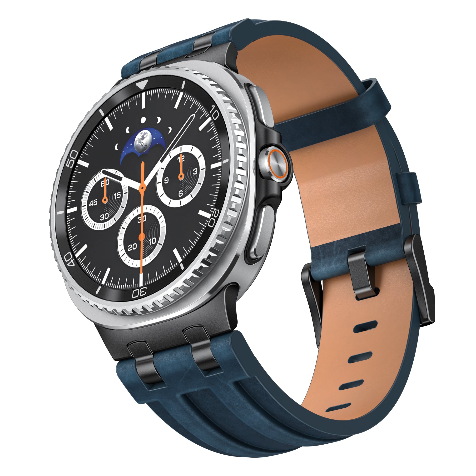 Samsung Galaxy Watch 8 Classic solide lederen band (donkerblauw)