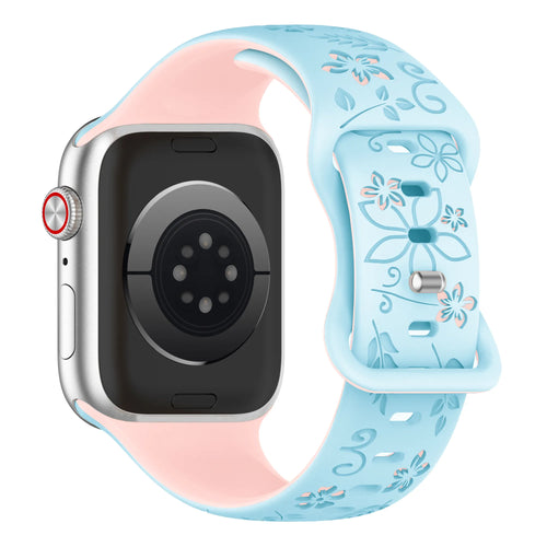 Apple Watch Flower Silicone Strap (Blue/Pink)