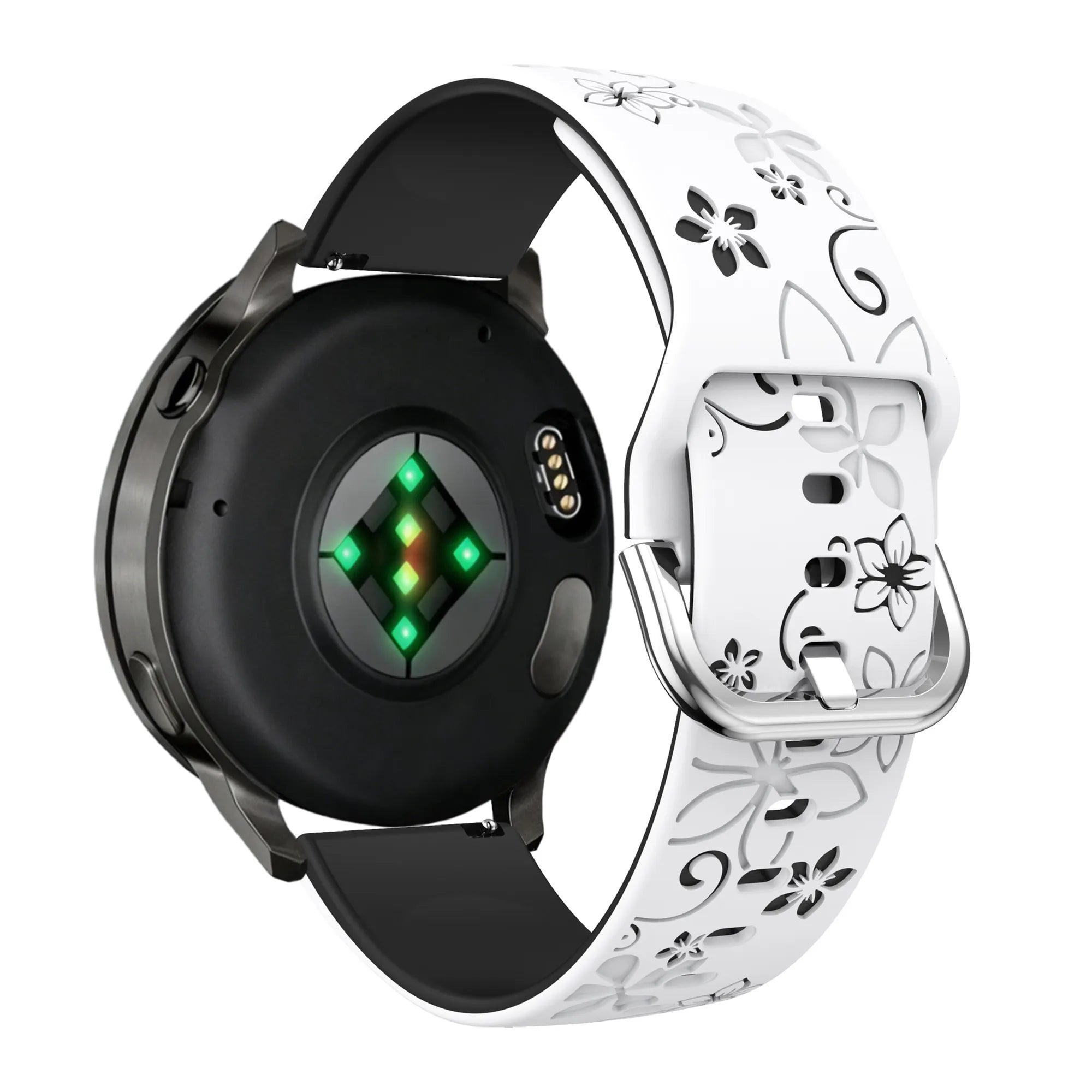 Bandz Garmin Approach S44 Silicone Strap 'Flowers' (White/Black)