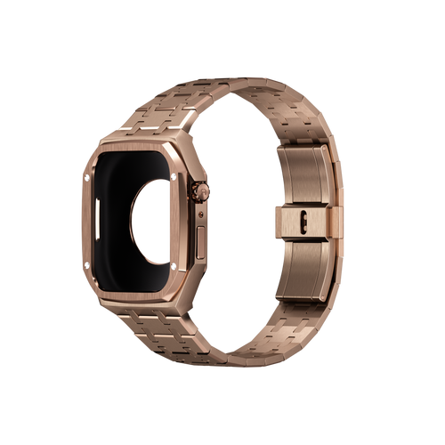 Reqior Boîtier avec bracelet en acier Apple Watch 45mm (rose or)