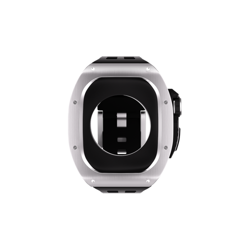 Reqior Funda de polímero y metal con correa de goma Apple Watch 45mm (plateado)
