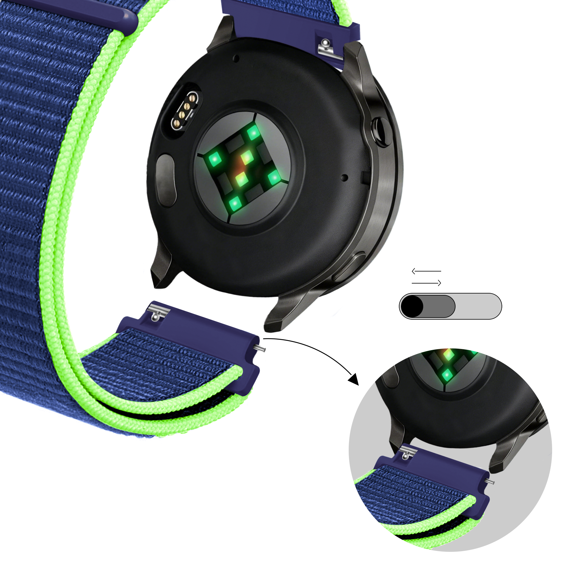 Bandz Garmin D2 Air X15 Nylon Loop Strap (Blue/Lime)