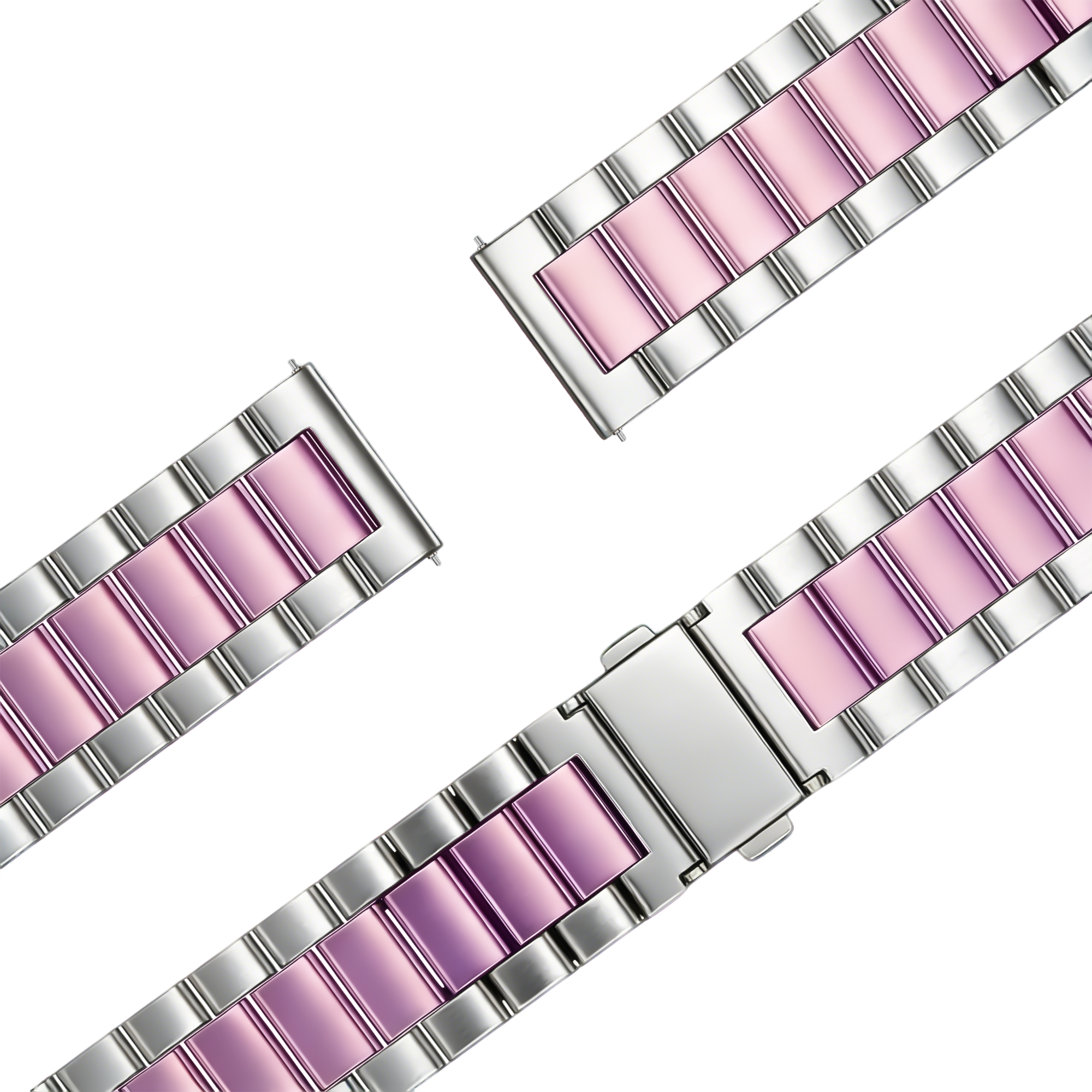 Bandz Garmin Forerunner 265s Steel Strap 'Classic' (Silver/Pink)