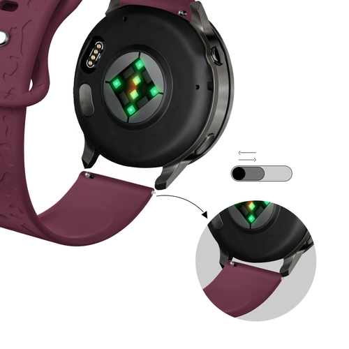 Bandz Bracelet silicone 'Léopard' Garmin Vivoactive 4s (rouge vin)